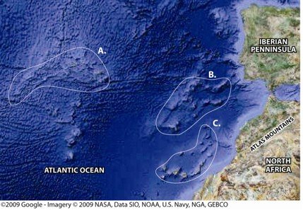 Potential locations for Atlantis